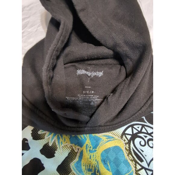 Kingdom Hearts Sora Neon Hoodie Sz Small Black Video Game Disney Keyblade - Picture 5 of 9